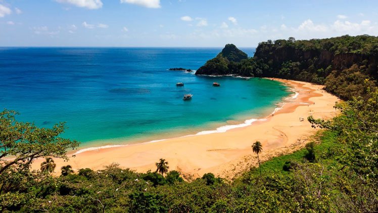 A DSLR Canon photo of the 3 times acclaimed most beautiful beach in the world Praia do Sancho in Fernando de Noronha, Pernambuco, Brazil.