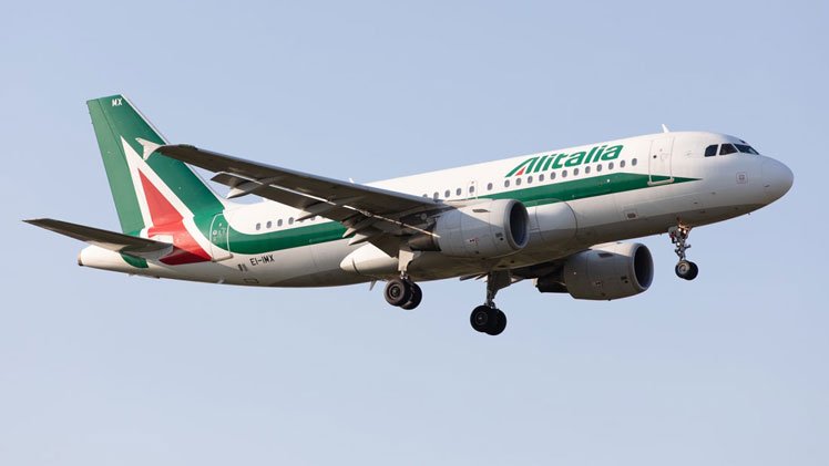 An Alitalia Airbus A319 lands at London Heathrow Airport, England on Monday 14th September 2020.  (Photo by Robert Smith/MI News/NurPhoto via Getty Images)